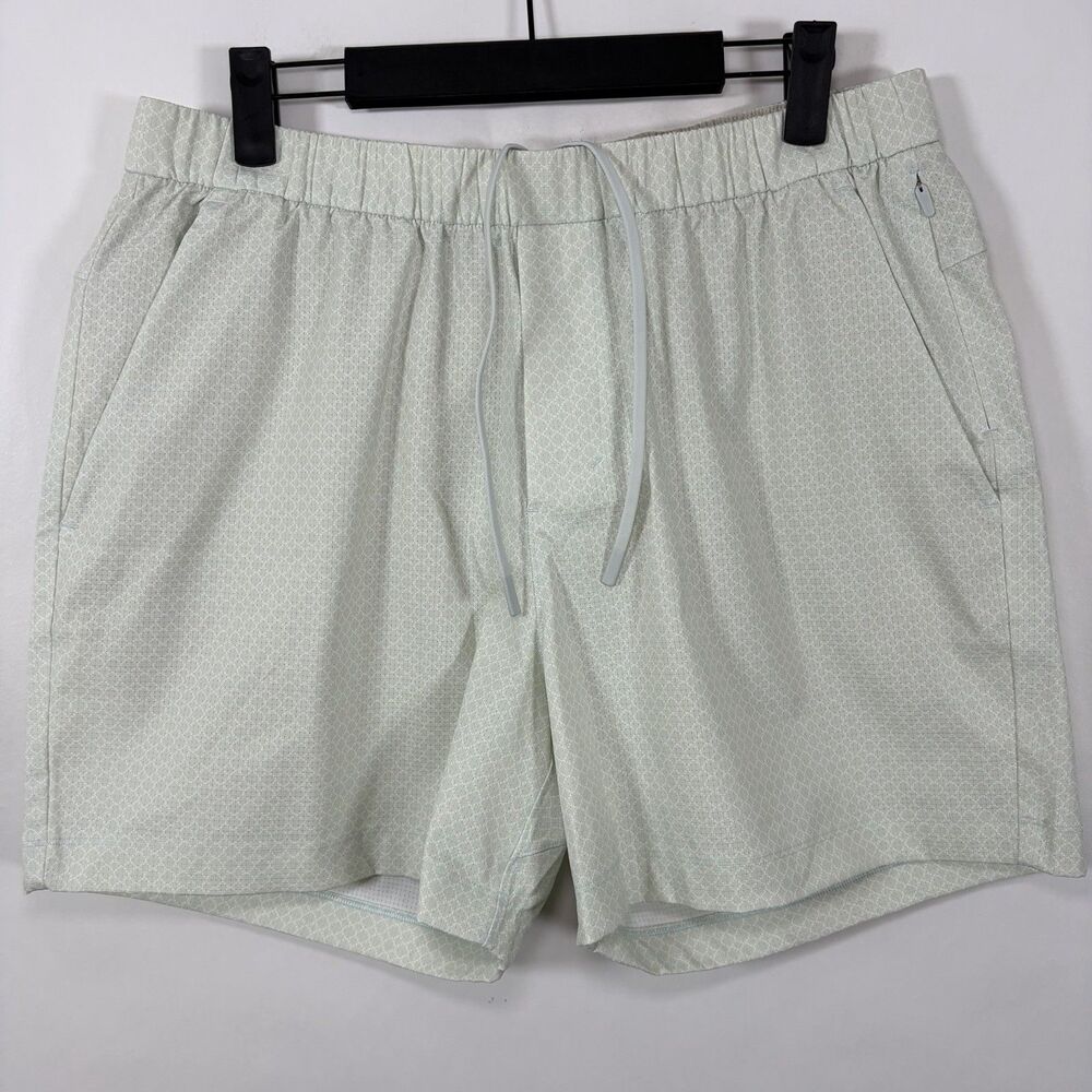 Lululemon ABC Woven Air Pull-On Shorts Men Large Green Geometric 32x5 Drawstring
